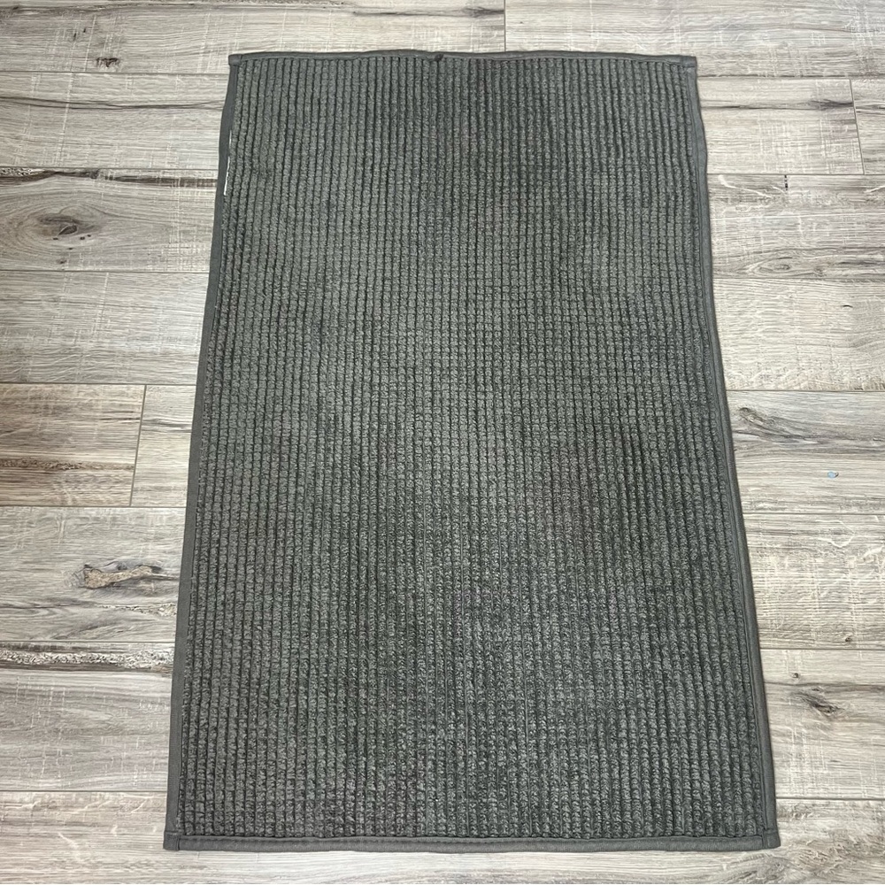 Bath mat grey furry soft plush Dark Gray Ribbed Rug